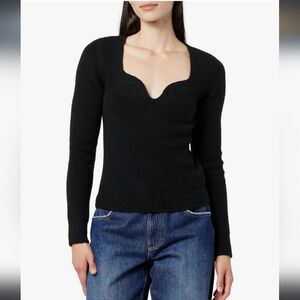 The Drop Preston Ribbed Fitted Sweater with Sweetheart Neckline, Size Small